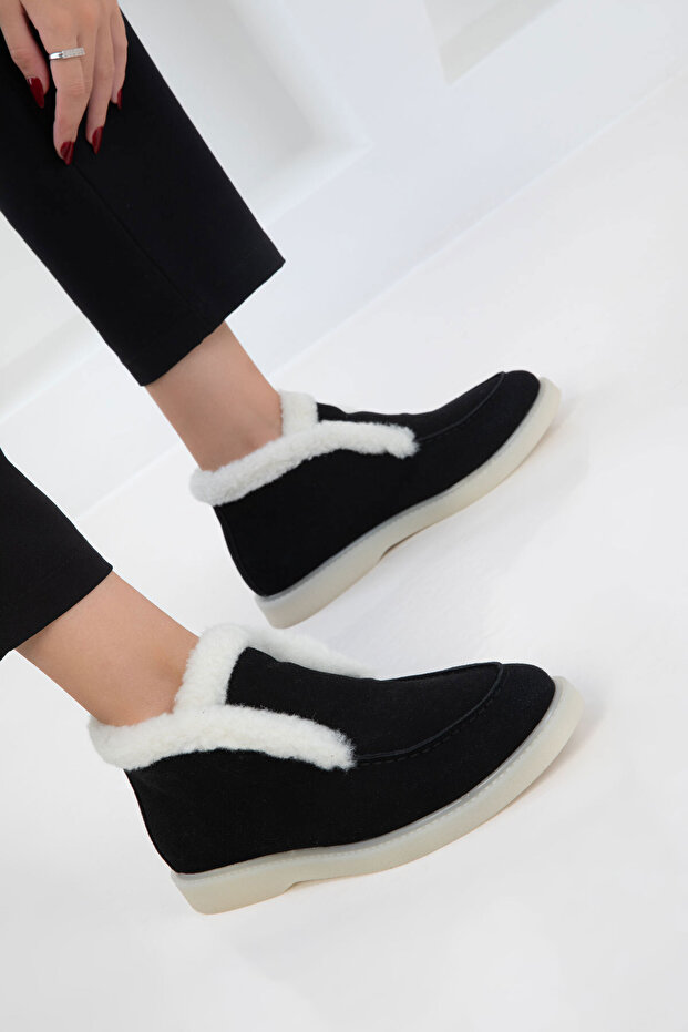 Siyah Süet Kadın Bot&Bootie 20890 - 1