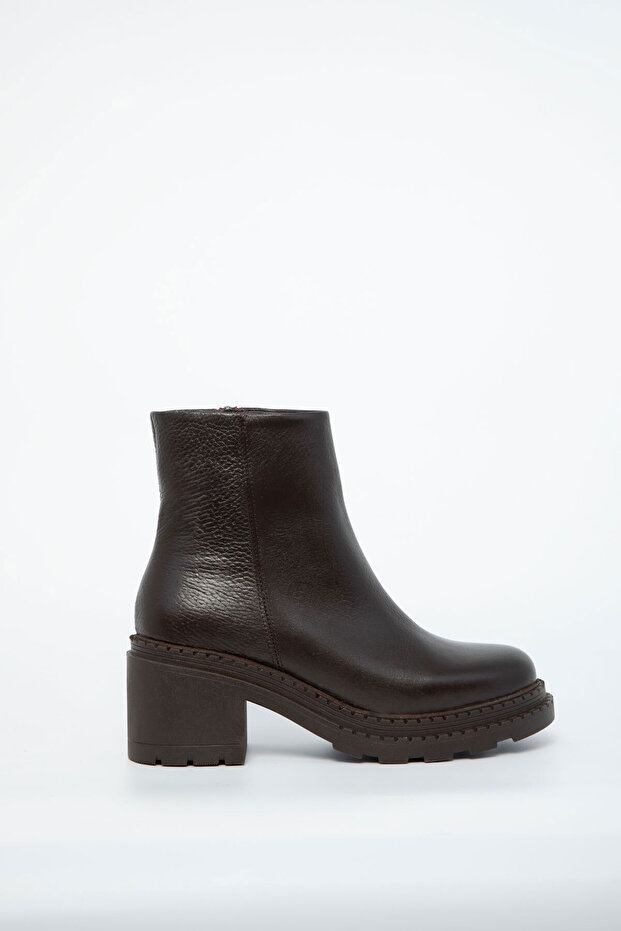 Kahve Hakiki Deri Kadın Bot & Bootie 20992 - 5