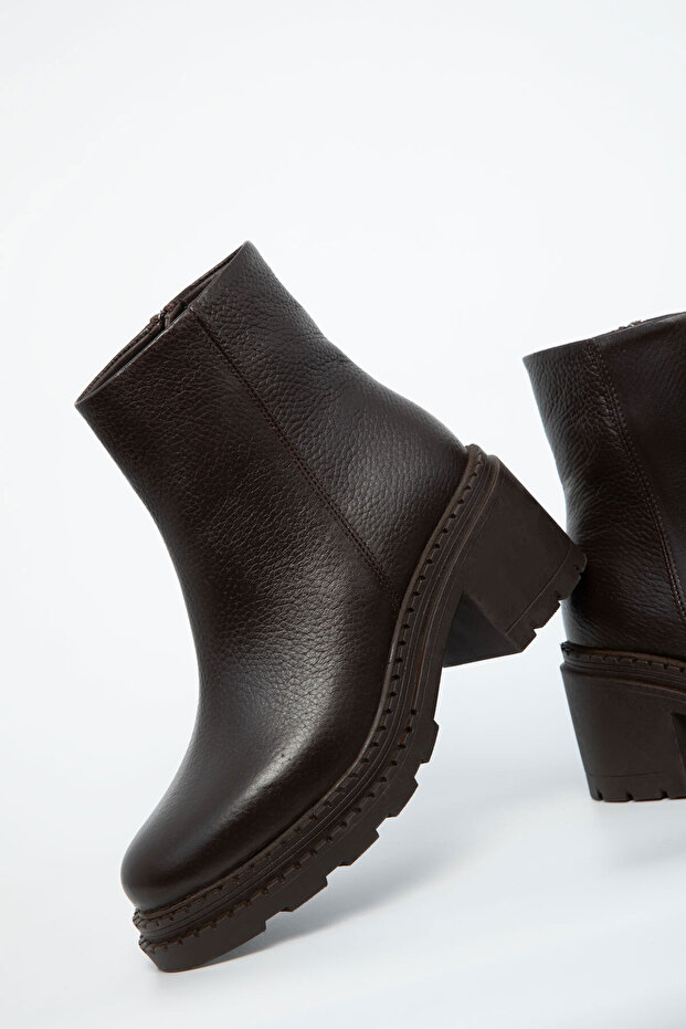 Kahve Hakiki Deri Kadın Bot & Bootie 20992 - 2