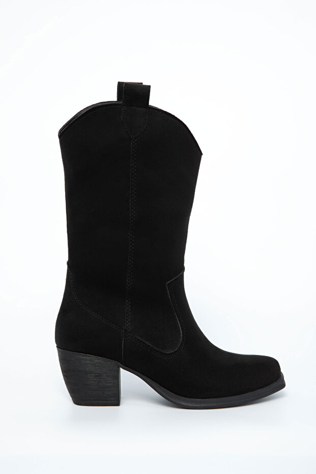 Siyah Süet Kadın Bot & Bootie 21004 - 5