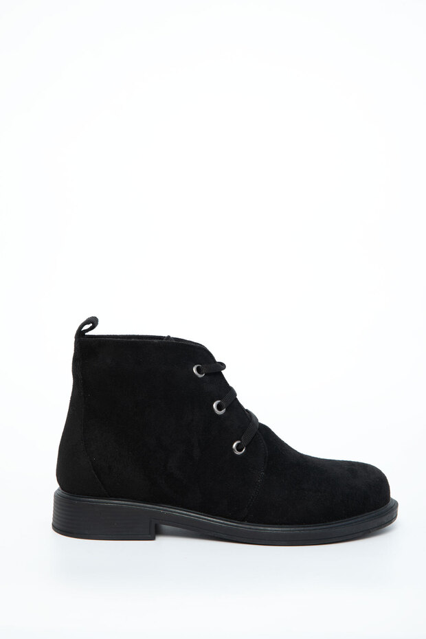 Siyah Süet Kadın Bot & Bootie 21006 - 4