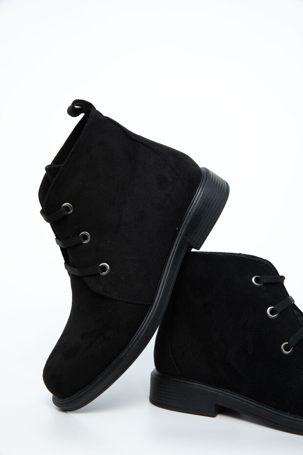 Siyah Süet Kadın Bot & Bootie 21006 - 5