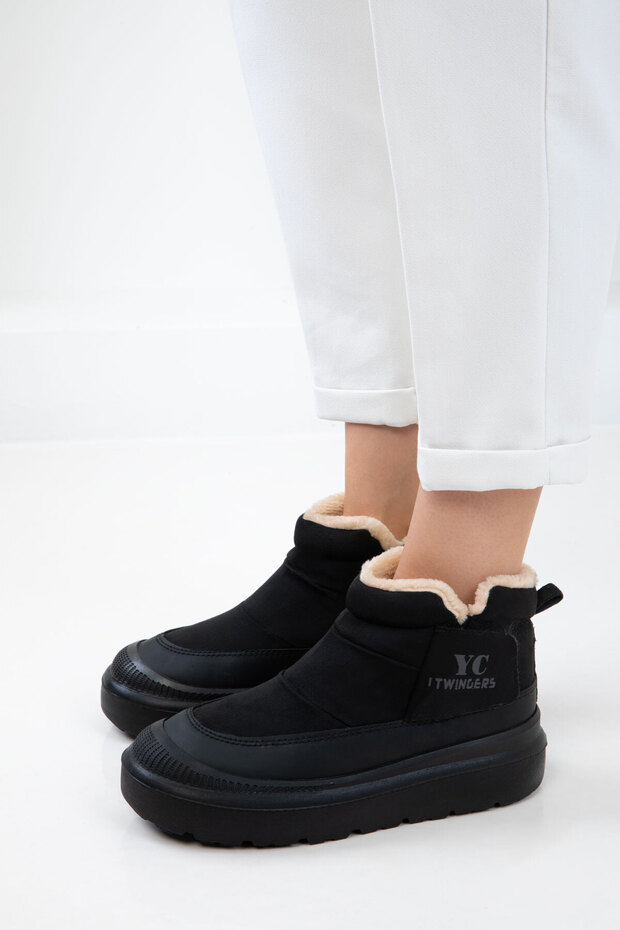 Siyah Süet Kadın Bot & Bootie 21008 - 2