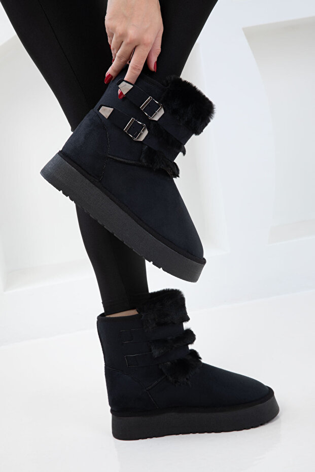 Siyah Süet Kadın Bot & Bootie 21038 - 1