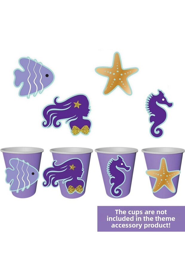 Σετ διακοσμητικών στοιχείων για πάρτι με θέμα τη λιλά γοργόνα - 2