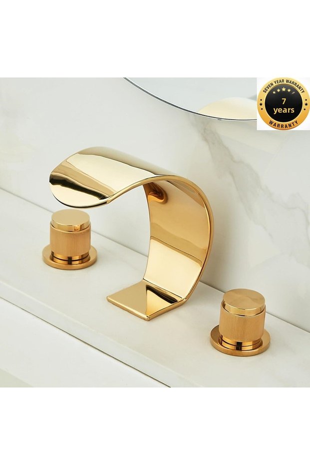 Bathroom Sink Bathtub Jacuzzi Faucet Built-In Gold Gold Dore Oval New Waterfall 7 Years Warranty