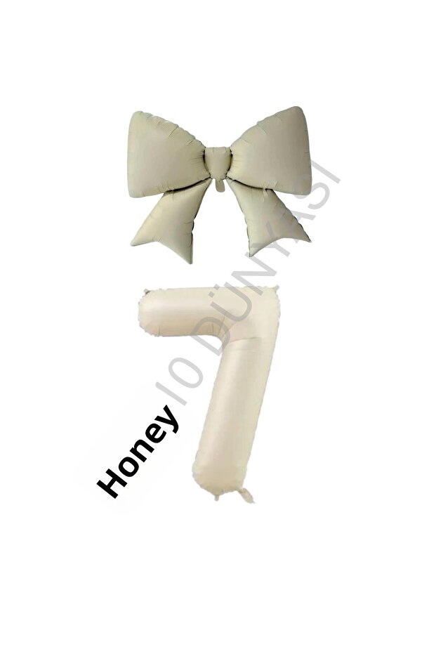 Cream Color Heart Bow Number Foil Balloon Set Age 7
