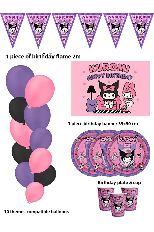 Kuromi 40Th Birthday Party Supplies Decorations Partymix