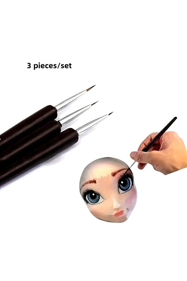 Detail Brush-Fine Tip-Nail Decoration Brush Set-Pattern Brush, Gold Brush Set 0-00-000 (3 Pcs)
