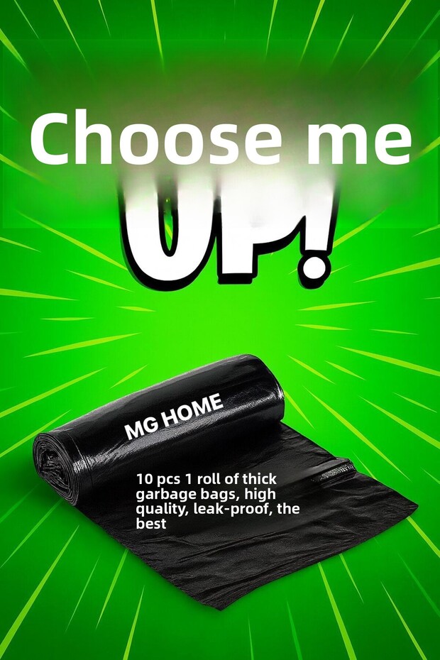 1 Roll 10 Pieces Thick Durable Moving Heavy Duty Industrial Garbage Bag Black Jumbo Size Large Size