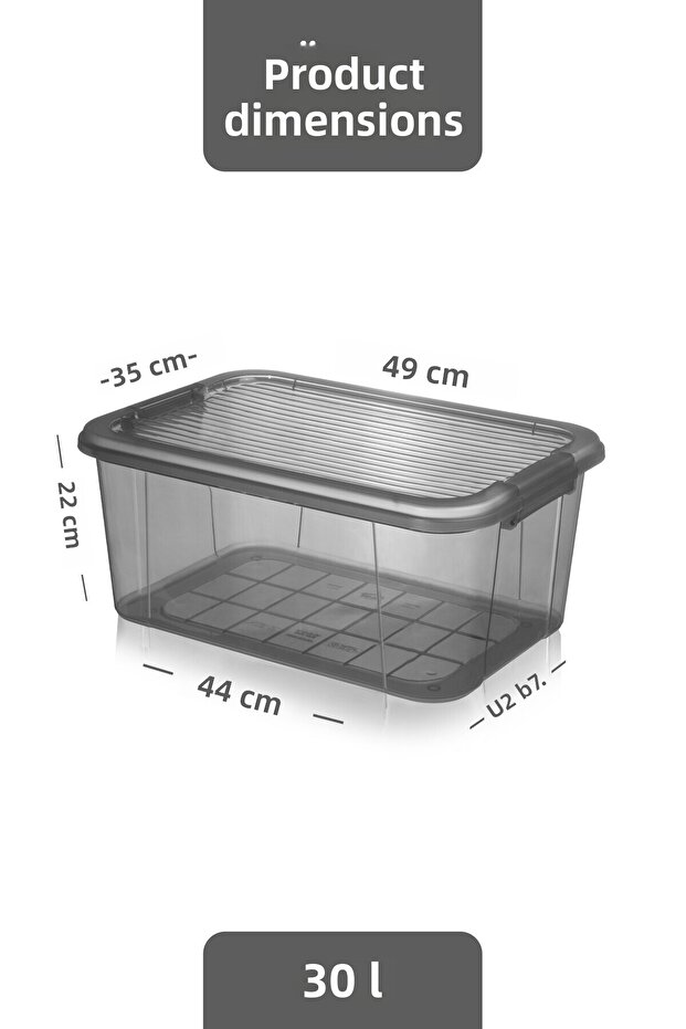 2-Pack 30L Multibox Storage Container with Locking Lid Multi-Purpose Organizer Pantry Storage Storage Box - 4