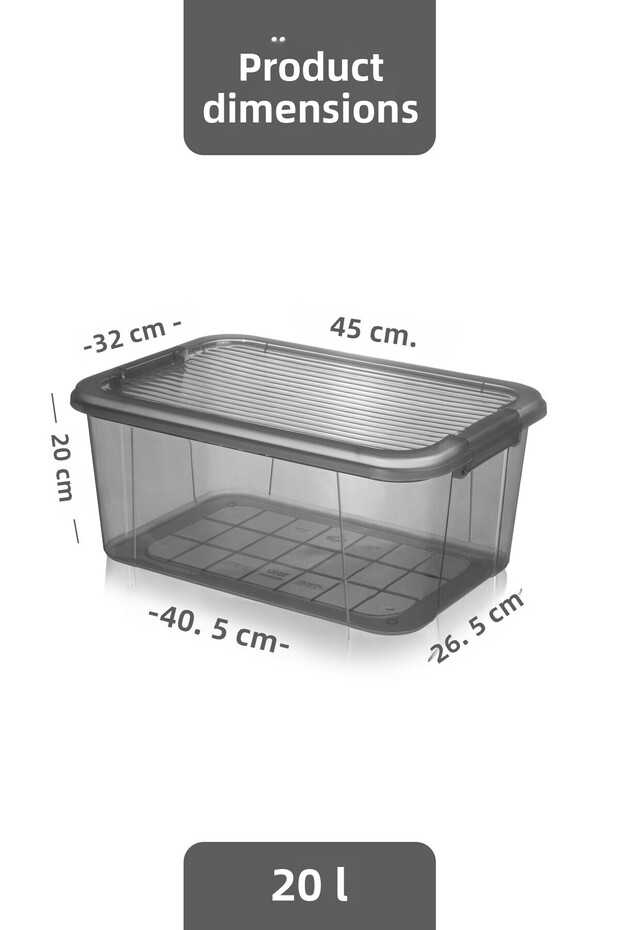 3-Pack 20L Multibox Storage Container with Locking Lid Multi-Purpose Organizer Pantry Storage Storage Box - 4