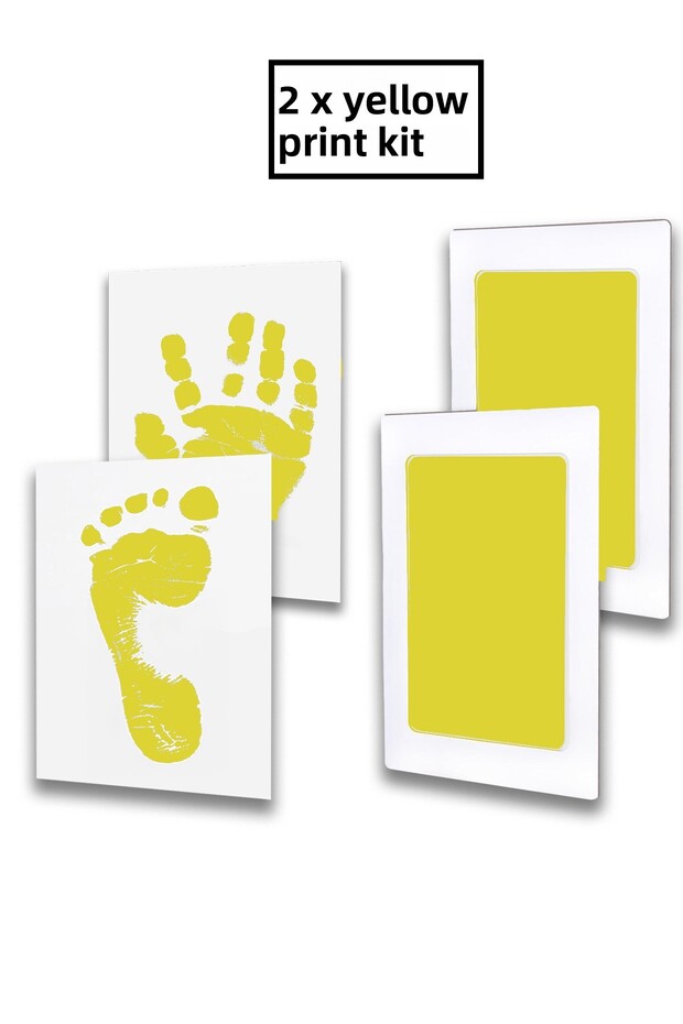 Non-Contact Baby Hand Footprint Printing Kit with Yellow Ink, Baby Shower, Gender Reveal Party Favors