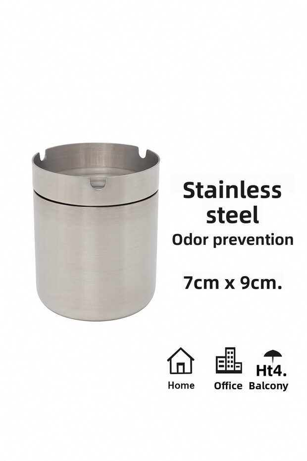 Durable Stainless Steel Ashtray with Lid 7X9 cm Cafe Restaurant Ashtray