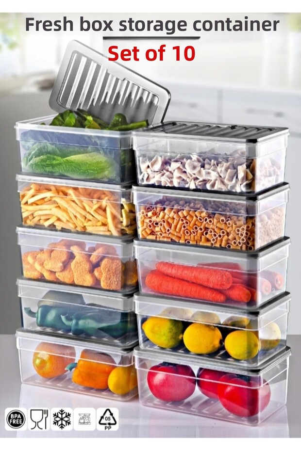 Refrigerator Organizer with Horizontal Lid Icebox Container Storage Container Ice Box Storage Container - 1