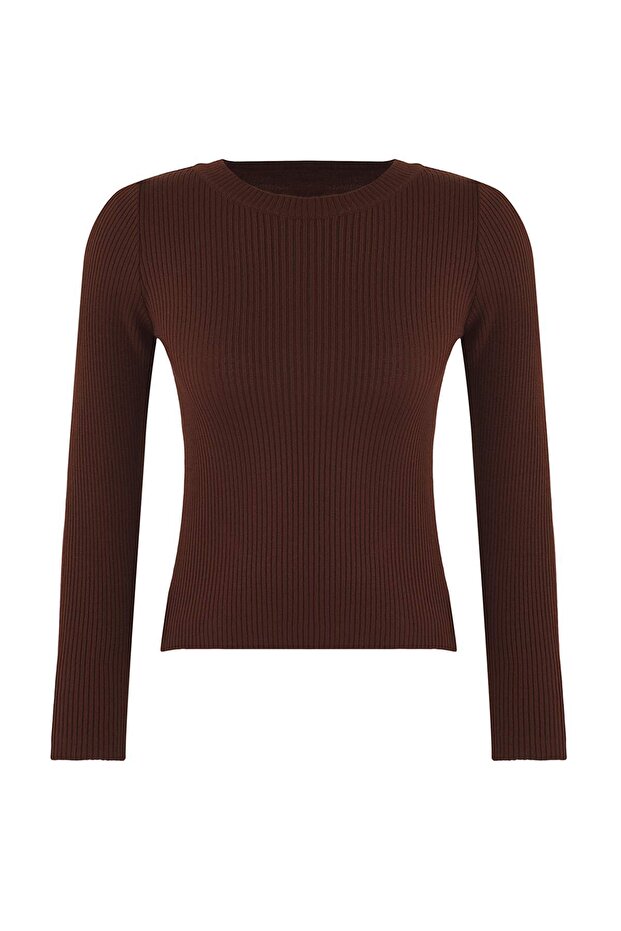 Brauner Basic Strickpullover TWOAW22KZ1708 - 5