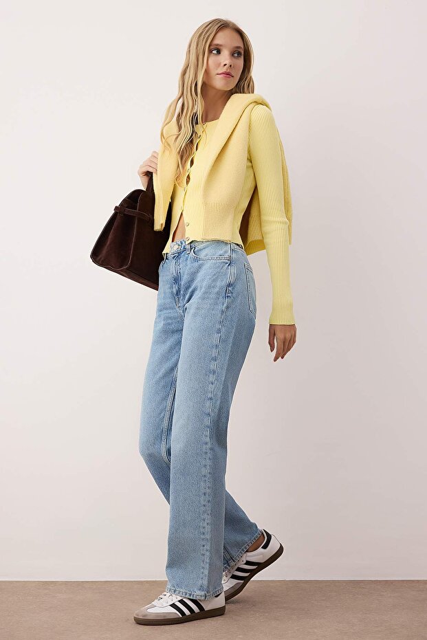Mavi Yüksek Bel Düz Paça Straight Jeans TWOAW26JE00245 - 2