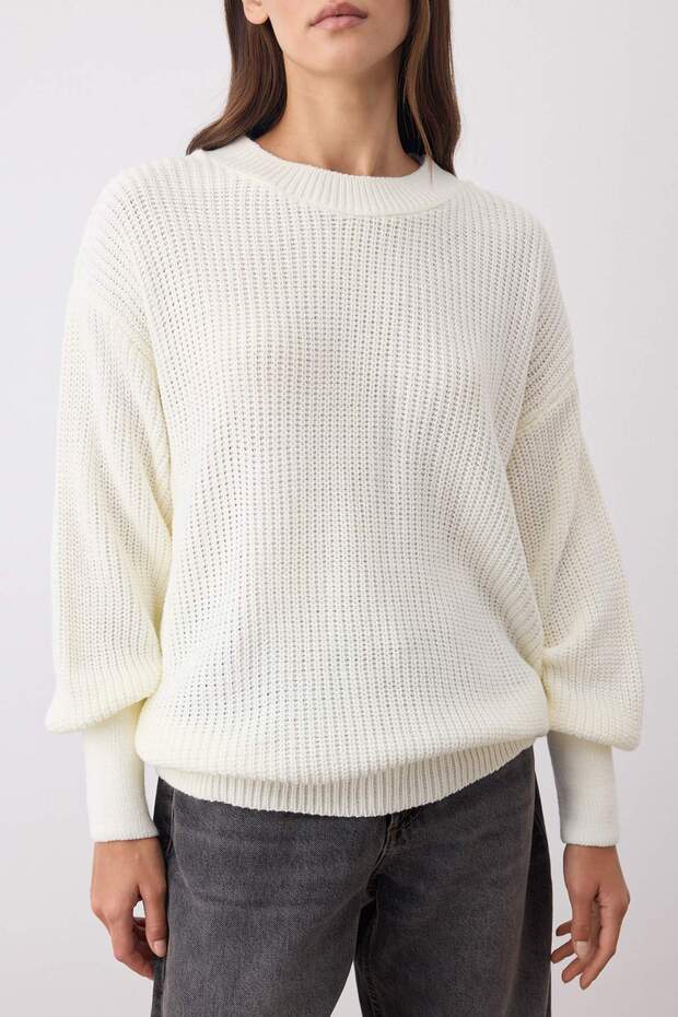 Ecrufarbener Strickpullover mit weiter Passform - TWOAW23KZ01448 - 5