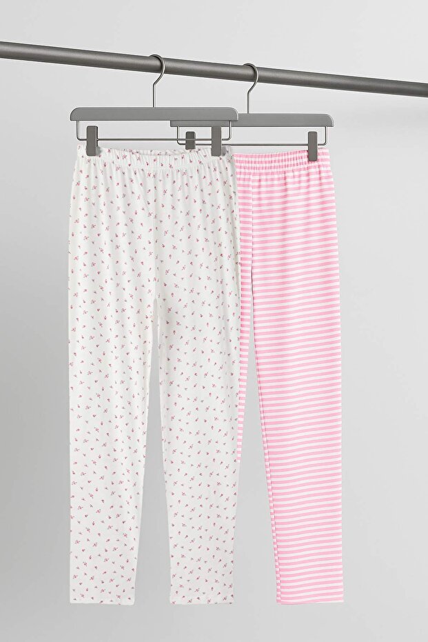 Çok Renkli Pembe 2'li Örme Büyük Beden Pijama Altı TBBAW26IA00002 - 1