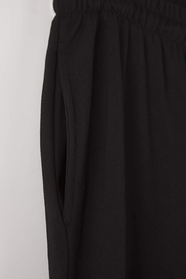 Siyah Düz Straight/Düz Kesim Esnek Örme Büyük Beden Pantolon TBBAW26AR00008 - 7