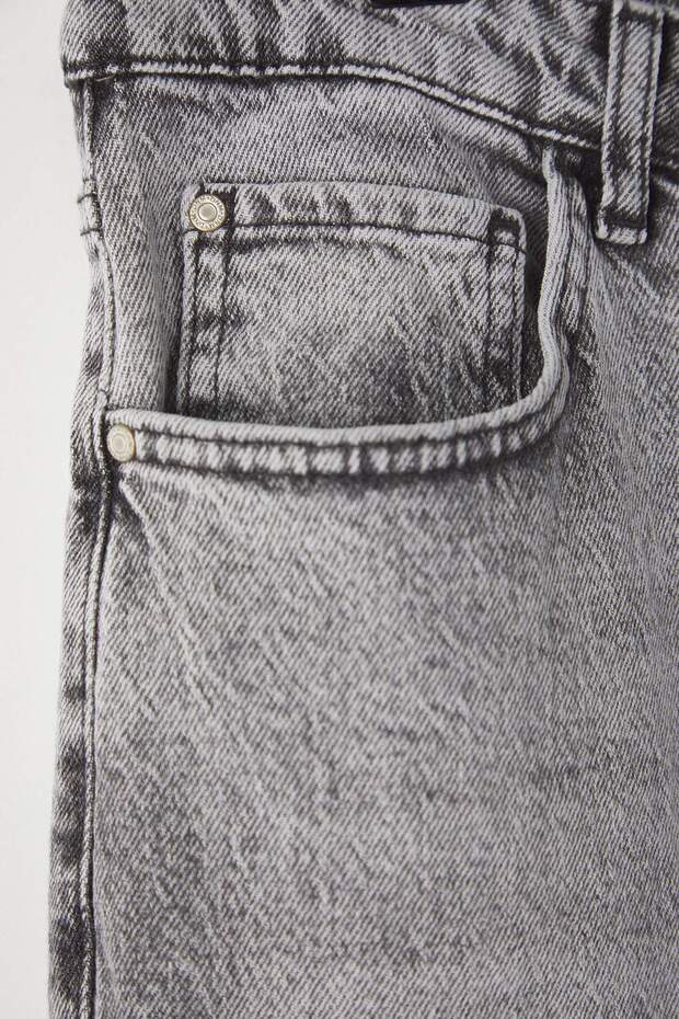 Gri Yüksek Bel Geniş Paça Comfort/Orta Esnek Büyük Beden Wide Leg Jeans TBBAW23CJ00020 - 6