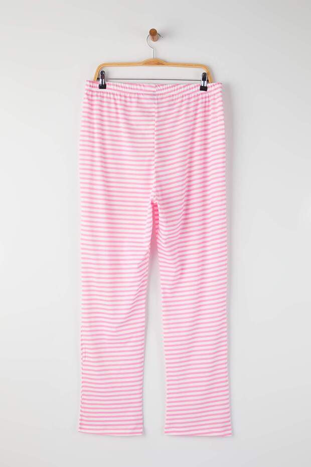 Çok Renkli Pembe 2'li Örme Büyük Beden Pijama Altı TBBAW26IA00002 - 4