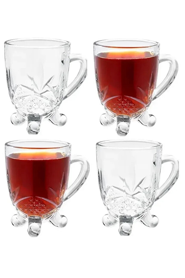 Dublin 4'lü Çay Fincanı Seti - Şeffaf - 210 ml - 1