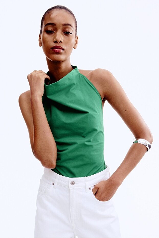 Drapeli Halter Yaka Üst - 1