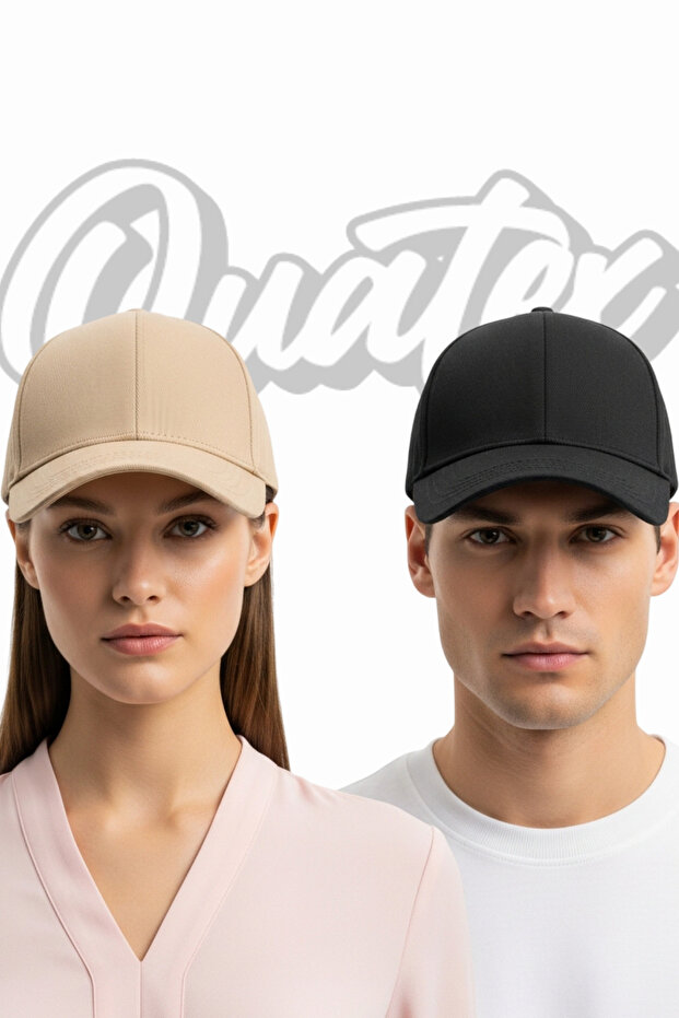 Black - Cream Sports Cap Unisex Adjustable with Velcro Back a Quality Product