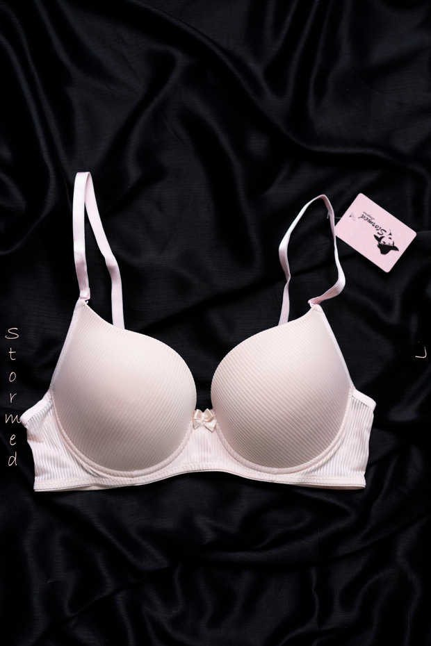 Unsupported Basic Patterned Push-Up Bra Powder Pink 265 - 4