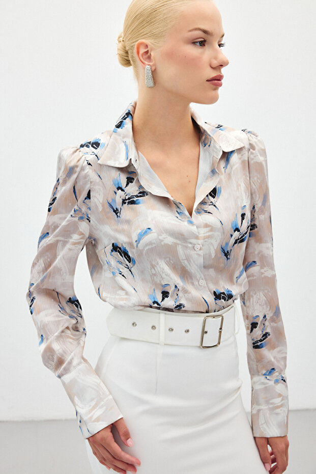 قميص منقوش مبطن - أزرق - 7