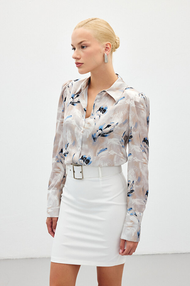 قميص منقوش مبطن - أزرق - 4