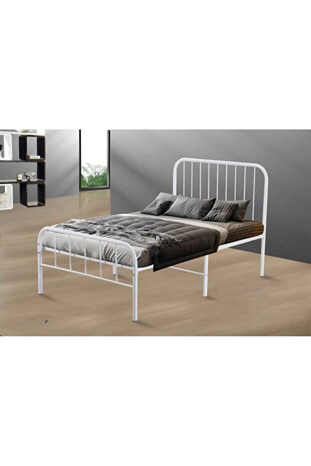إطار سرير حديدي - 90 × 190 سم - أبيض