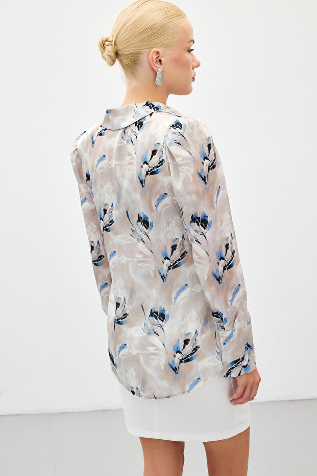 قميص منقوش مبطن - أزرق - 8