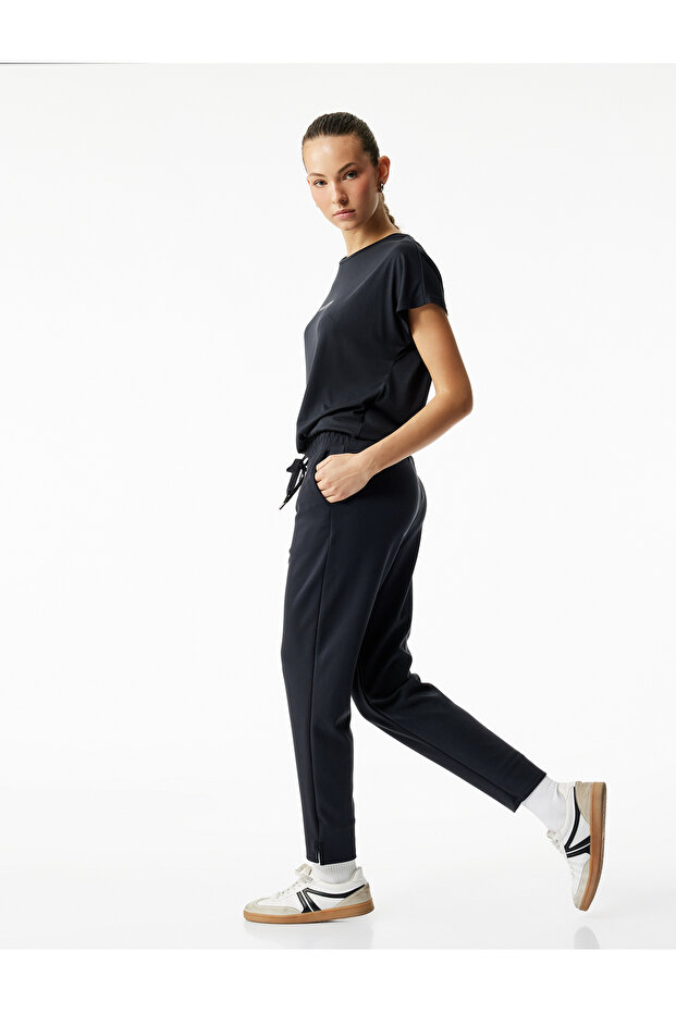 High Waist Modal Blend Lace-Up Jogger Sweatpants with Pockets