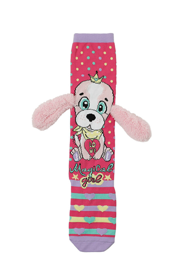 3D DOG 1 LI SKT-G 5PR PEMBE MULTI Kız Çocuk Çorap - 1