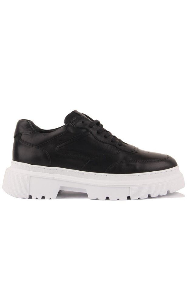 - Black Leather High Sole Men's Casual Shoes 101-8094-H1308
