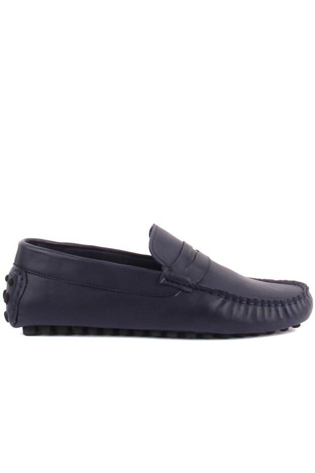 - Navy Blue Leather Men's Loafer Shoes 101-6055-11169
