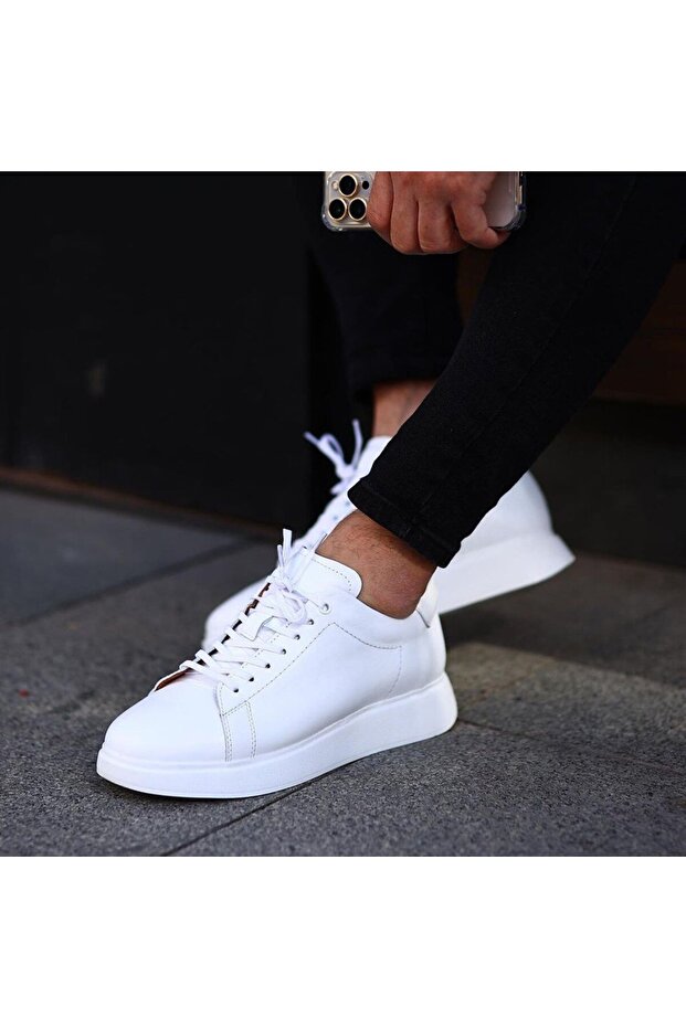 - White Leather Men's Casual Shoes 101-7039-H1235