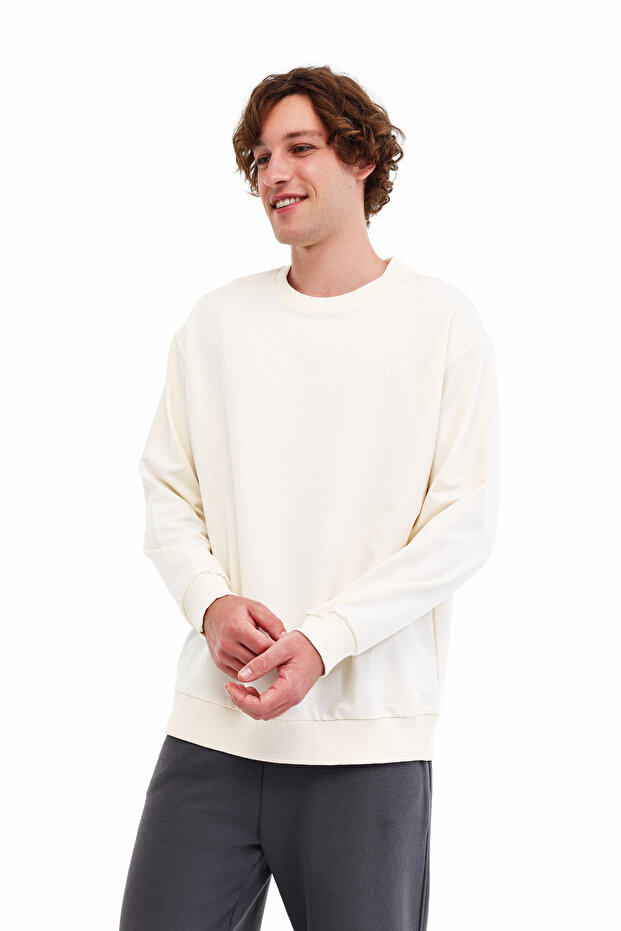 MB SN75 C NECK SW 5PR Ekru Erkek Sweatshirt - 1