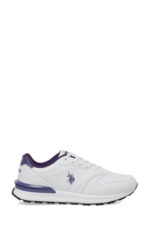 Women's Casual Sneakers - White with Purple Accents, Fashionable Low-Top Design