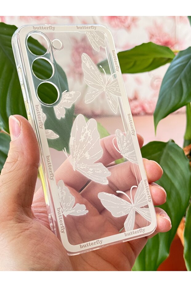 Galaxy S21 Fe Compatible Case Designed Patterned Camera Protection Transparent Butterfly Flexible Soft Silicone - 2