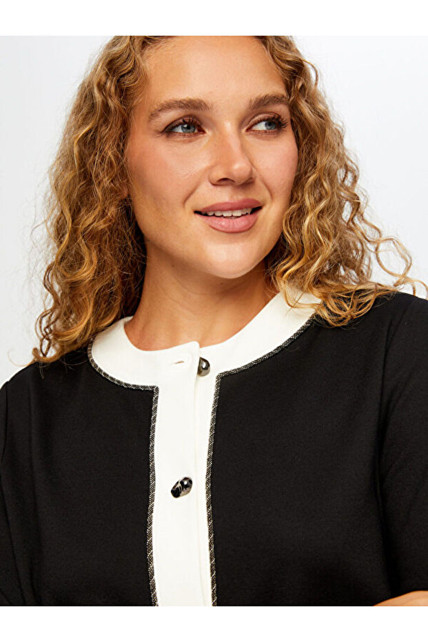 Renk Bloklu Örme Ceket W26CKT015 - 4