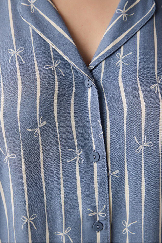 Freya Gömlek Pantolon Gri Pijama Takımı - 3