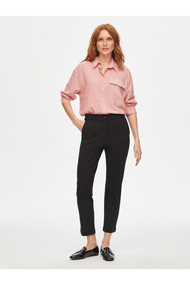 Front Stitched Slim Fit Knitted Trousers B00089