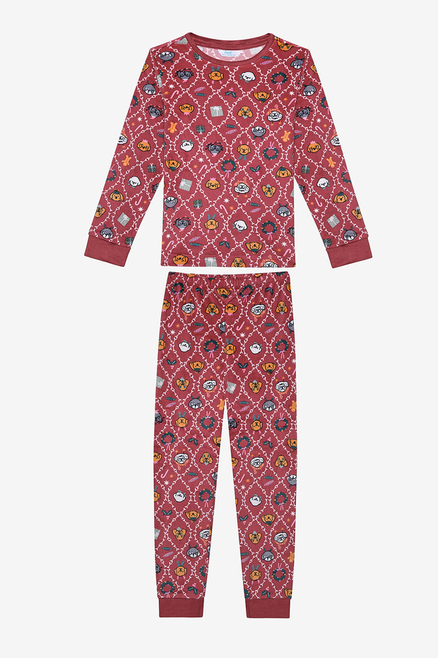 Girl's Woofmas Red Pajama Set