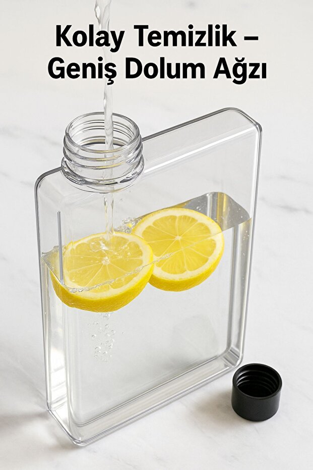 Flexibottle A5 – Soğuk Kahve, Su, Meyve Suyu, Smoothie Taşıma Defter Matara- Şeffaf-Mor-Antrasit - 5