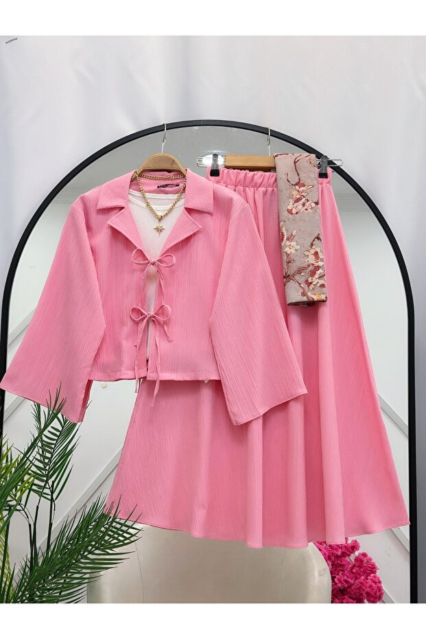 MERVE Skirt and Jacket Two-Piece Set [crinkle fabric]