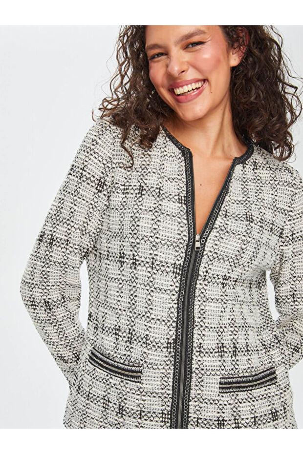 Şerit Detaylı Simli Örme Ceket 69181 - 4