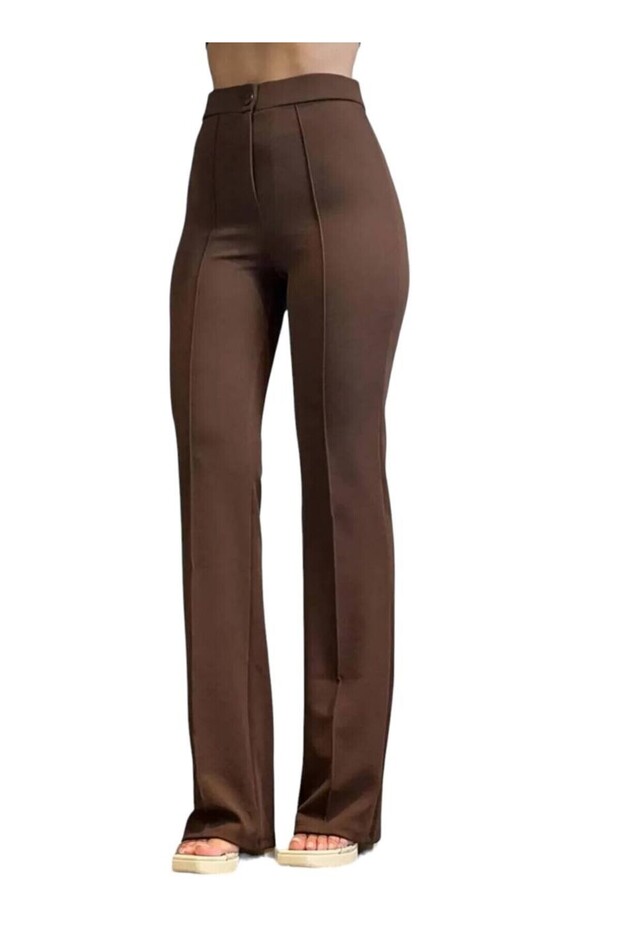Large Size Striped Crepe Fabric Trousers